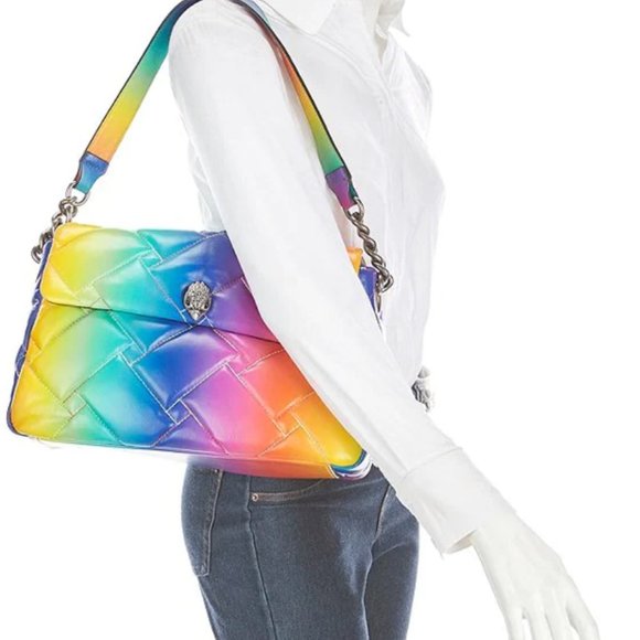NWT Kurt Geiger Large Kensington Rainbow Ombre Quilted Pillow Bag Leather - Picture 3 of 7